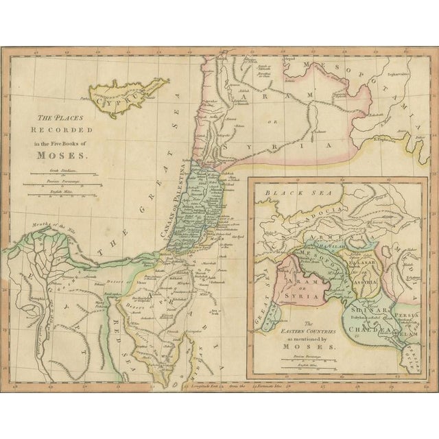 Antique Biblical Holy Land Map, 1827 For Sale - Image 3 of 10