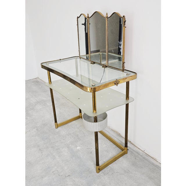 Mid-Century Modern Dressing Table with Triptych Mirror by Luigi Brusotti, 1950s For Sale - Image 4 of 10