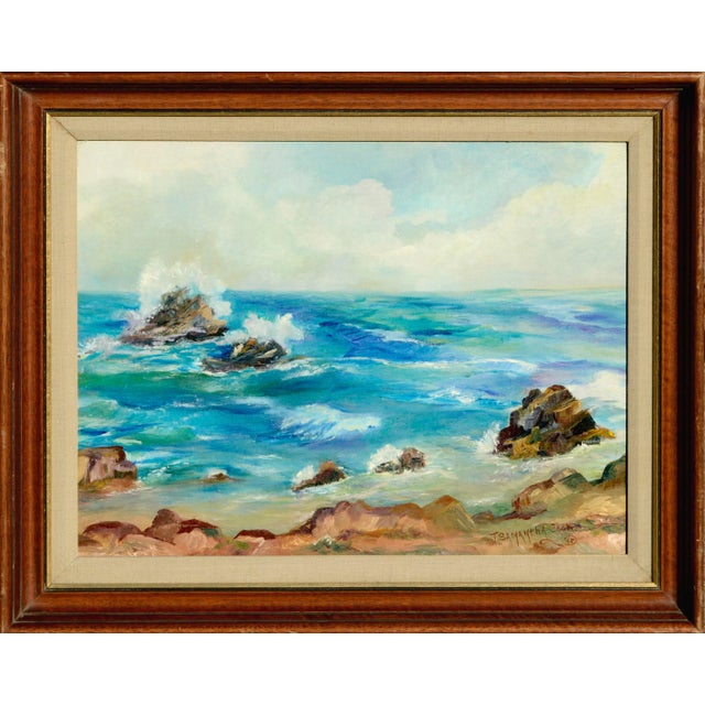 Textile 1960s Vivid Vintage Monterey Seascape by T. Samantha Cook For Sale - Image 7 of 7