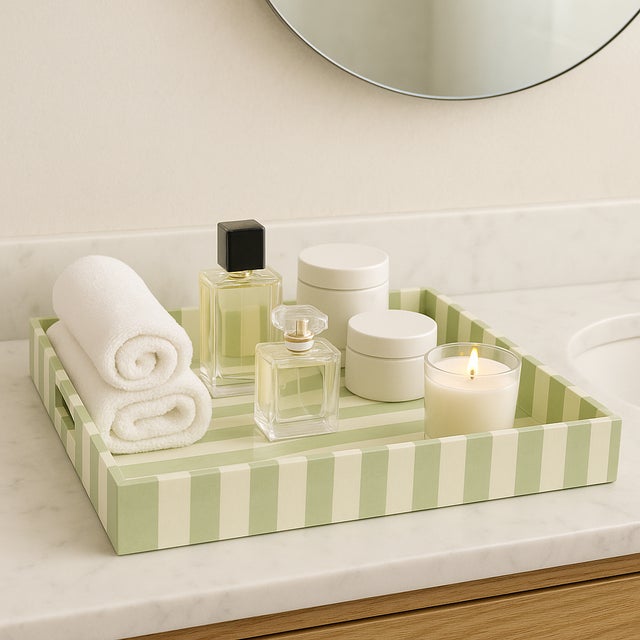 Soho Green Stripe Tray For Sale - Image 9 of 9