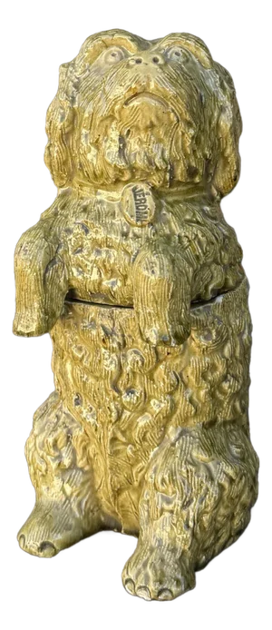 Antique Jérôme Massier Majolica Dog Tobacco Jar, French Figural Container