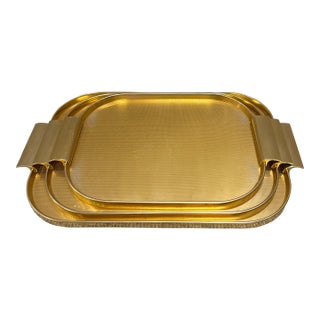 1960s Kaymet Aluminum Tray - Set of Three For Sale