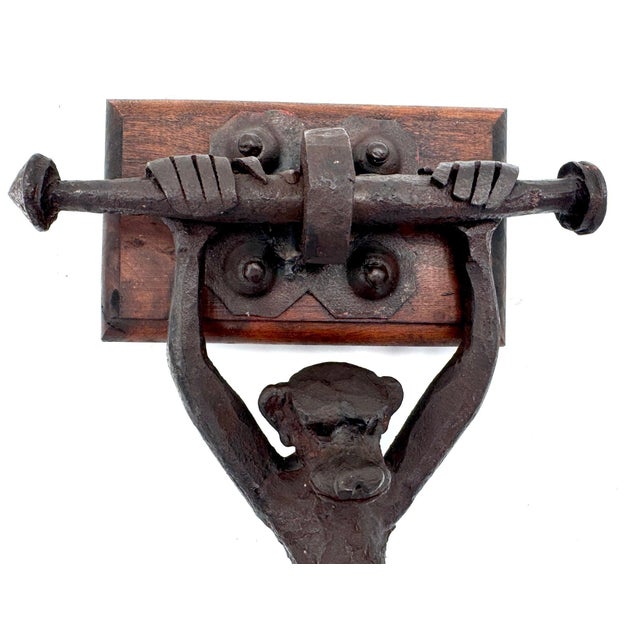 American Arts & Crafts, Monkey & Snake Wrought-Iron Door Knocker For Sale - Image 14 of 18