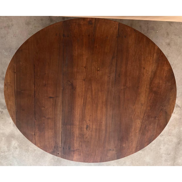 Late 19th Century French Solid Walnut Oval Center Table with Four Turned Legs For Sale - Image 13 of 18