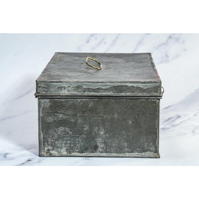 Timeworn Antique Metal Lock Box Storage Home Decor Rustic Industrial For Sale - Image 9 of 12
