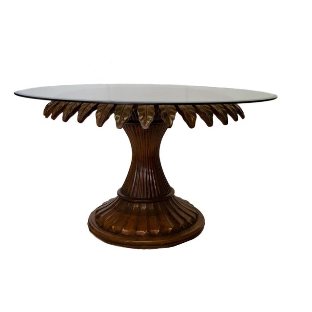 Daisy Table with Glass Top and Central Table with Carved Leaves, Italy, 1960 For Sale - Image 6 of 6