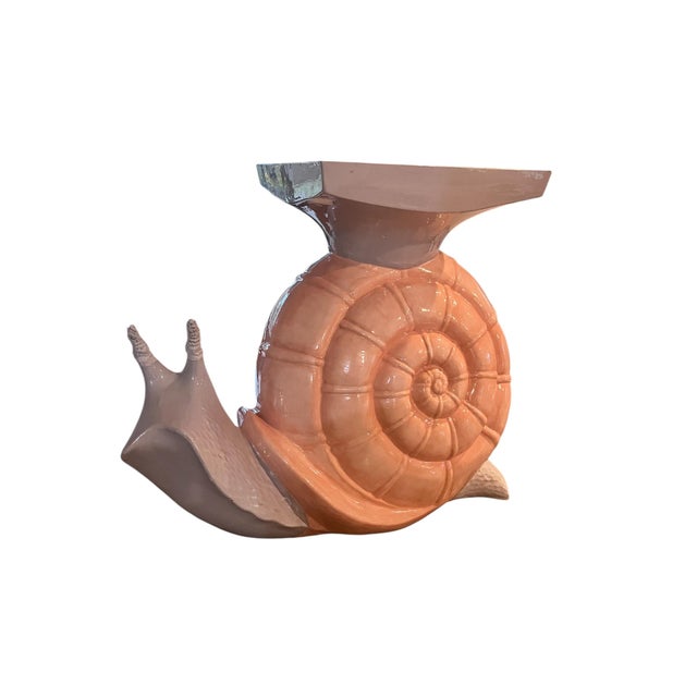 Classic 1976 vintage BoHo glazed ceramic snail garden stool/side table/plant stand. Add a touch of whimsical charm to...