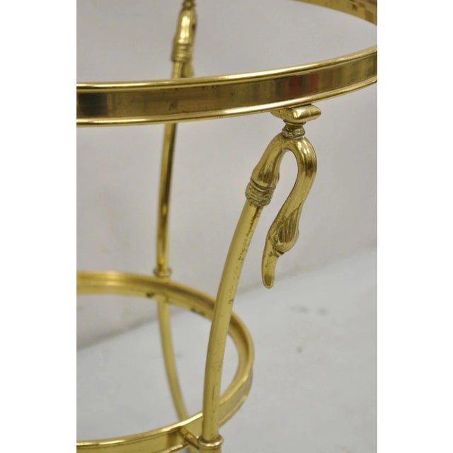 Hollywood Regency Late 20th Century Italian Hollywood Regency Brass Swan Tripod 2 Tier Round Occasional Side Table For Sale - Image 3 of 12