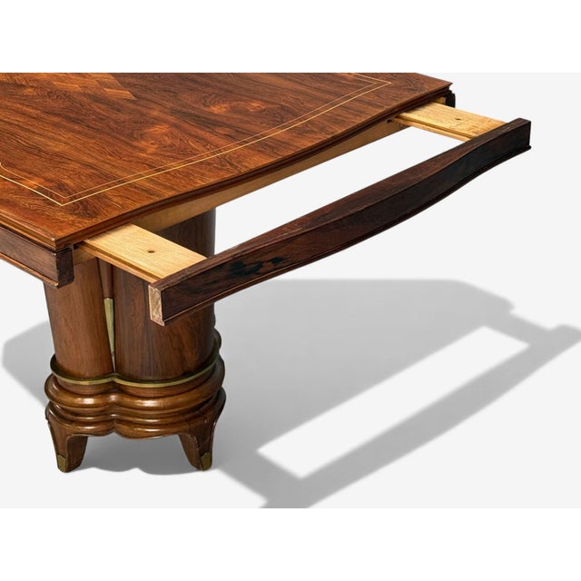 Jules Leleu, French Art Deco, Rosewood, Abalone, Rare Dining Table, France, 1930s For Sale - Image 18 of 18