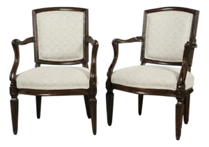 Pair of 18th C Style French Neoclassical Mahogany Arm Chairs