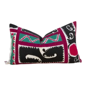 Rose Mint Suzani Lumbar Pillow