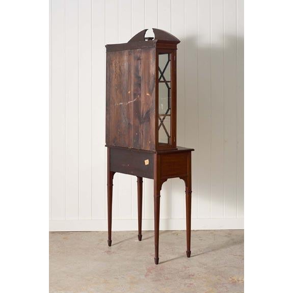 Edwardian Mahogany Inlaid Cabinet on Tapered Legs + Spade Feet (C. 1910) For Sale - Image 10 of 11