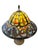 Late 20th Century Art Nouveau Style Stained Glass Table Lamp With Floral Shade & Cast Leaf Base For Sale - Image 4 of 7