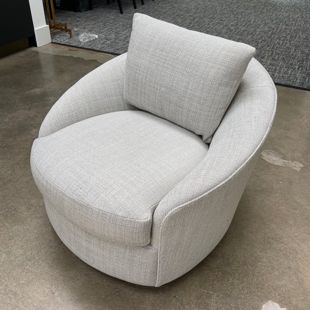 Round Swivel Chair by Lazar in Holly Hunt Textile Chairish