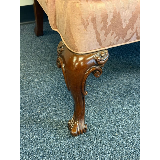 Textile Southwood Traditional Wingback Chair With Carved Cabriole Legs - For Reupholstery For Sale - Image 7 of 12