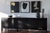 Used/vintage black lacquered oak Brutalist buffet or sideboard, likely dates back to 1970s. This sideboard has chips and...