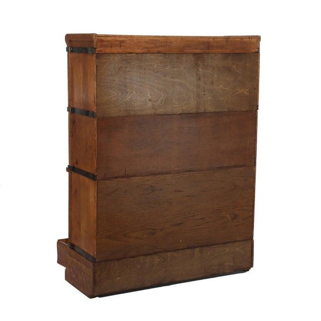 Antique Globe Wernicke Arts & Crafts Oak 3-Stack Barrister Bookcase C1920 For Sale - Image 9 of 11