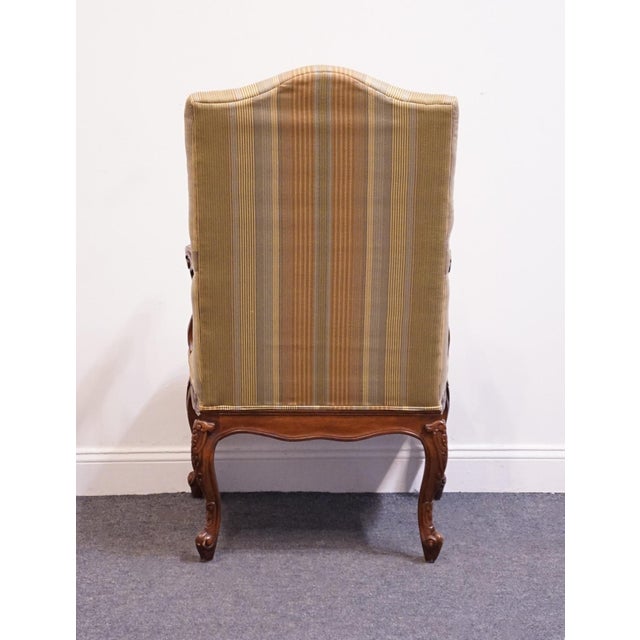 Henredon Furniture Solid Mahogany Louis XV French Provincial Upholstered Accent Arm Chair For Sale In Kansas City - Image 6 of 14