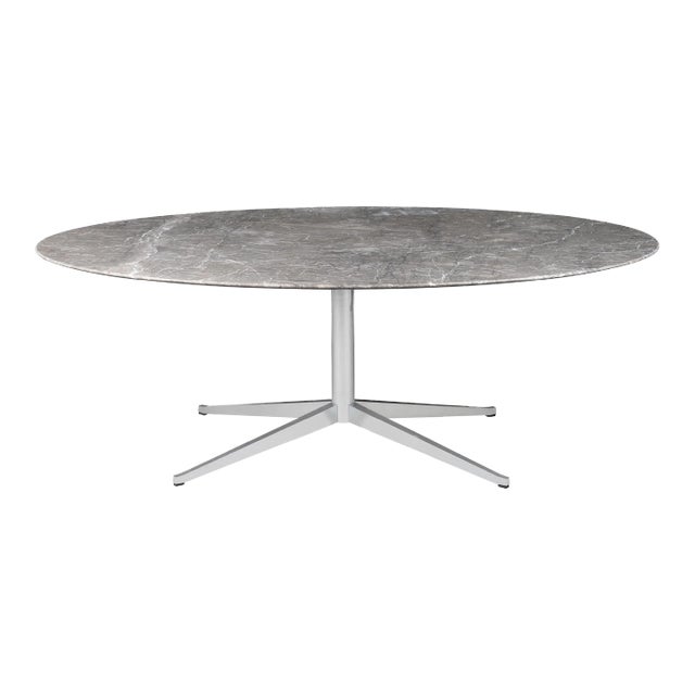 Florence Knoll Oval Dining Table in Gray Marble For Sale