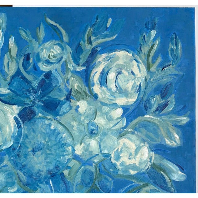 Contemporary “A Bouquet of Blue” Oil on Linen by Nancy M. Vignola For Sale - Image 3 of 7