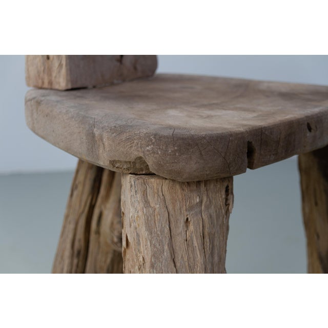 Wood Primitive Elm T Tripod Side Chair, Denmark, 1970s For Sale - Image 7 of 17