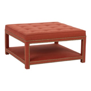 Casa Cosima Kensington Ottoman in Paprika Linen For Sale