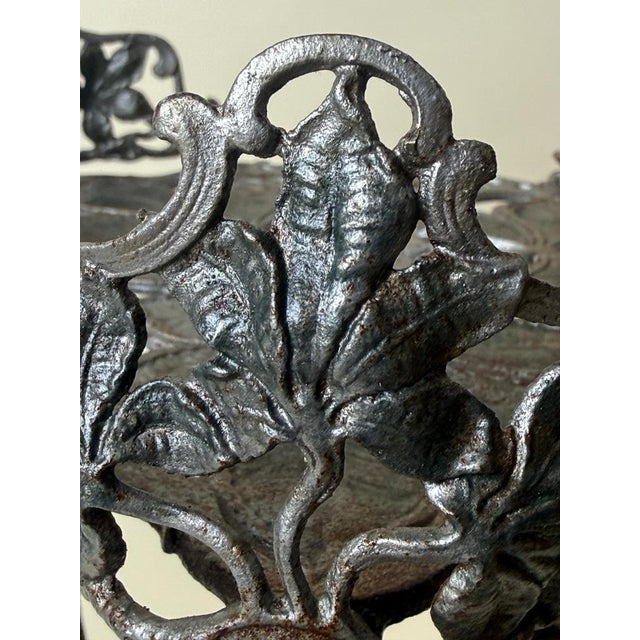 Art Nouveau Cast Iron Plant Stand with Chestnut Leaves, 1880s For Sale - Image 12 of 16