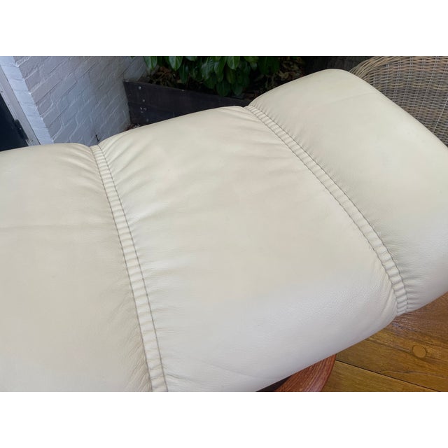 Wood Leather Ottoman by Ekornes Stressless, 2010s For Sale - Image 7 of 17