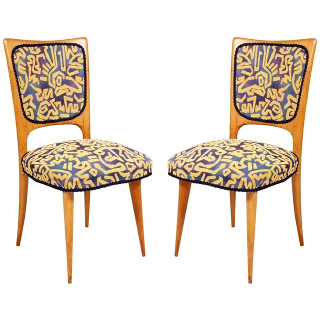 Set of Vintage Italian Maple Side Chair For Sale - Image 6 of 6