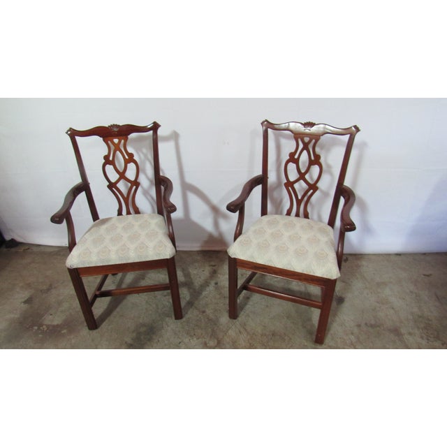 1980s Solid Mahogany Set Chippendale Dining Room Chairs For Sale - Image 13 of 15