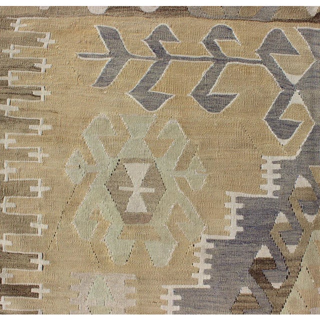 Vintage Tribal Kilim With Geometric Design in Taupe, Honey, Lavender, Gray & Tan For Sale - Image 9 of 12