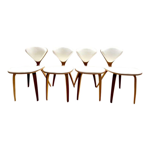 Nuevo Satine Dining Chairs With White Leather Seats - Set of 4 For Sale