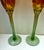 Late 20th Century Rick Strini Iridescent Orange & Green Art Glass Tulip Goblets, Pair For Sale - Image 4 of 7
