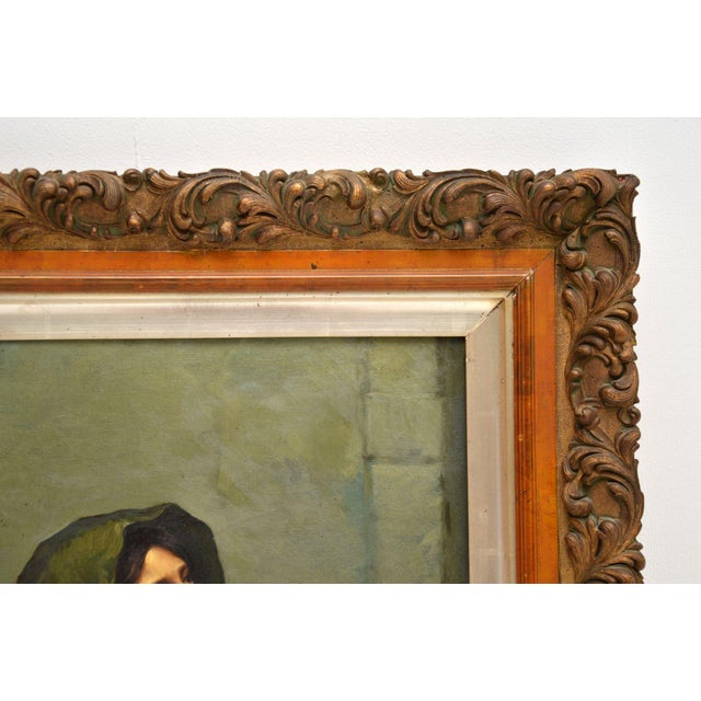 Wood Mother and Baby, 1860, Oil on Canvas, Framed For Sale - Image 7 of 12