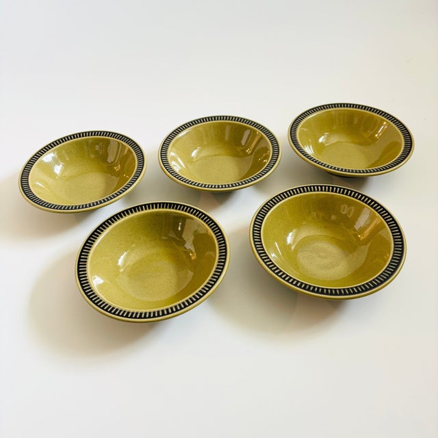 Mid 20th Century Mid Century Olive Green Stoneware Bowls - Set of 5 For Sale - Image 5 of 12