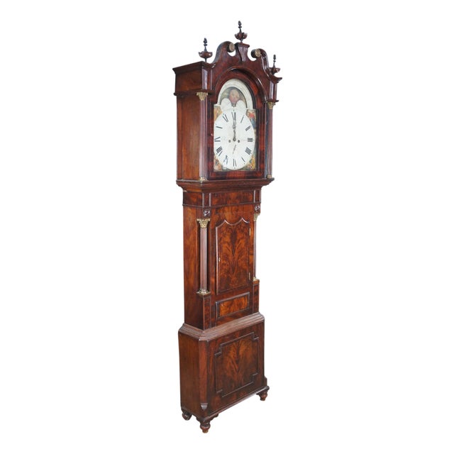 Monumental Antique 18th Century English Georgian Manchester Grandfather Clock For Sale