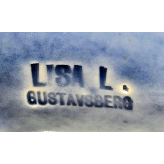 Lisa Larson Gustavsberg Blue Pig Ceramic Candleholder, Studio Pottery Modernist Sweden For Sale - Image 10 of 10