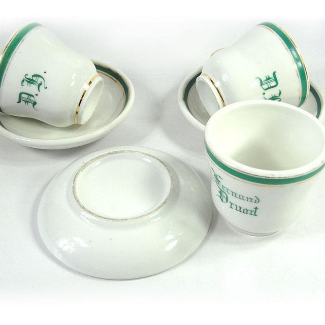 Large Belgian Porcelain Cups and Saucers, 1890s, Set of 6 For Sale - Image 6 of 10