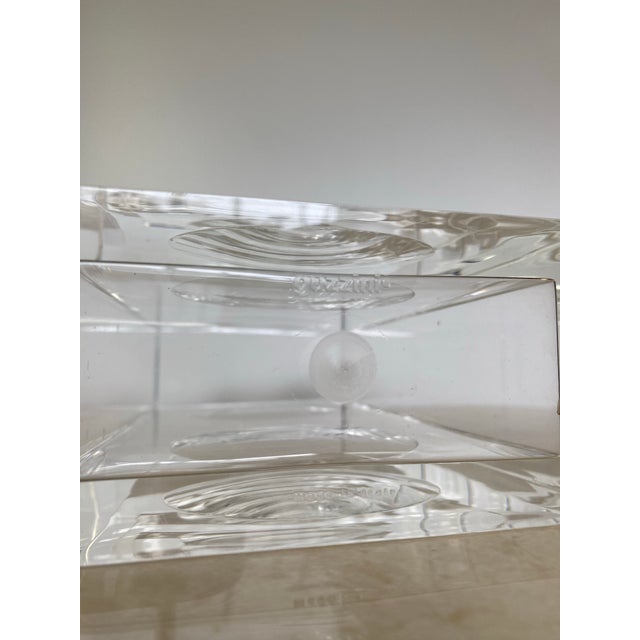 Vintage Guzzini Lucite Block Vase, Italian Space Age, Signed For Sale - Image 9 of 12
