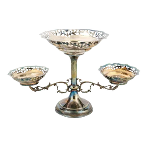 French 19th Century Silver Epergne with Pierced Foliage and Scrolling Motifs
