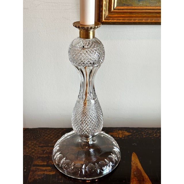Early 20th Century Early 20th Century Wheel Cut Glass Candlestick Lamps - a Pair For Sale - Image 5 of 18