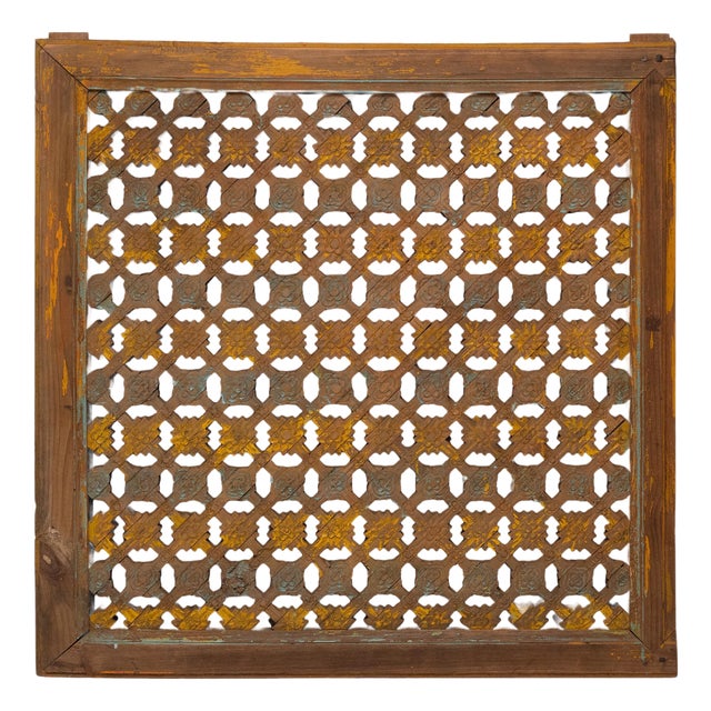 Antique Chinese Peace Flower Lattice Panel For Sale