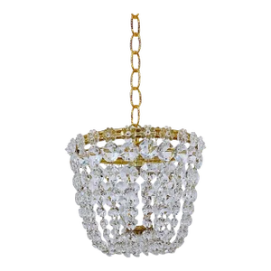 1950s Italian Brass Basket Chandelier With Rossettes