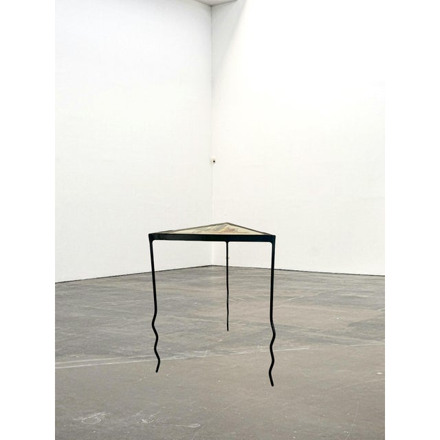 Memphis Movement Staropoli Triangular End Table With Abstract Colourful Ceramic Tile Top For Sale - Image 9 of 13