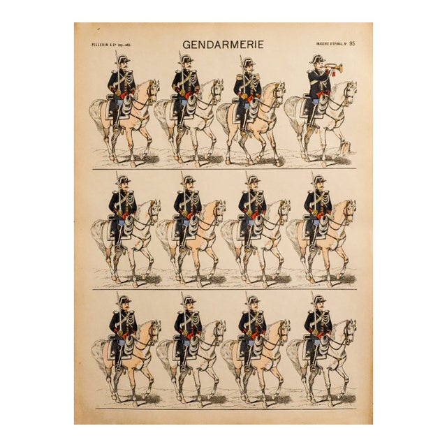 1880s - 1890s French Military Print - Imagerie d'Épinal #95 - Gendarmerie For Sale