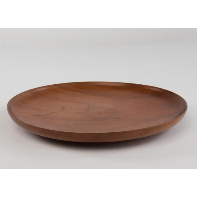 Late 20th Century Cherry Wood Plate Handmade Hand Turned Craftsman Wooden Vintage For Sale - Image 5 of 12