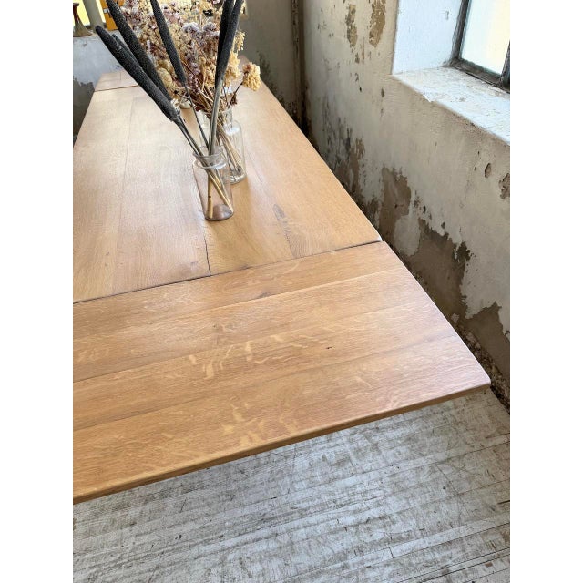 Vintage Oak Farm Table with Extensions, 1960s For Sale - Image 17 of 18