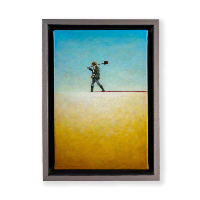 The Treasure Digger by Wouter Berns shows a solitary figure with a spade over his shoulder, striding through a barren,...