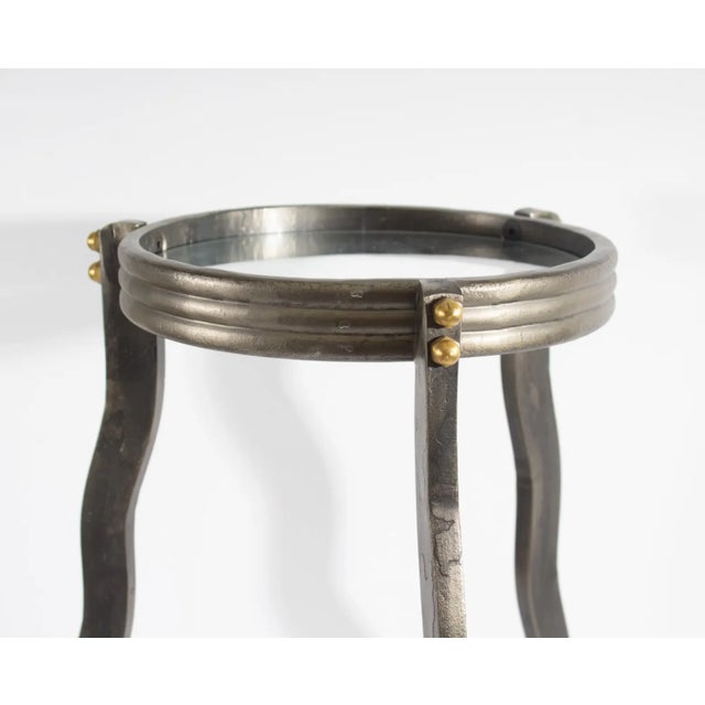 Gray 1980s Will Stone Postmodern Metal Accent Table For Sale - Image 8 of 10