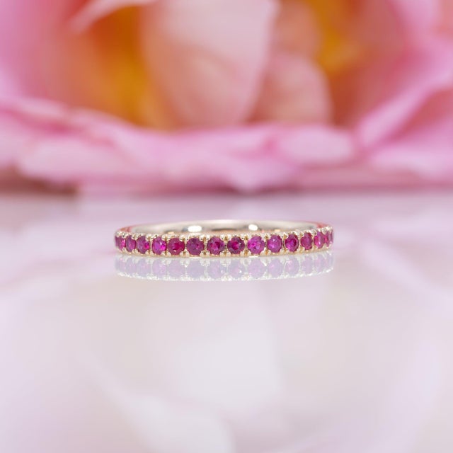 2020s Ruby Band Ring in Solid 14k Gold - Elegant Fine Jewelry, Classic Band Ring, Size 6.75 For Sale - Image 5 of 9